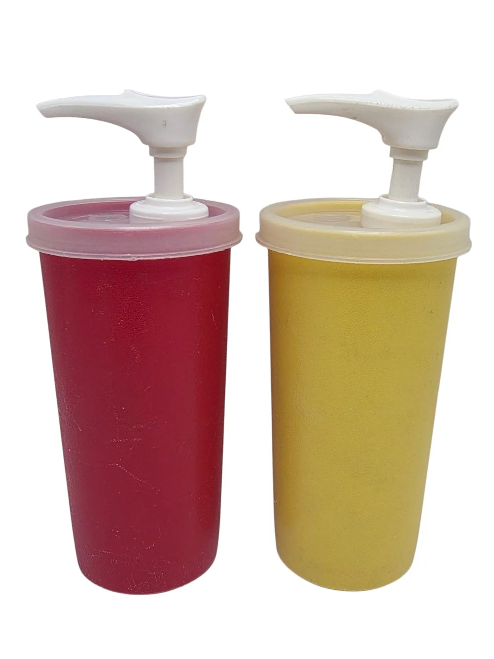 Vintage Tupperware Ketchup and Mustard Pump Dispenser 1329 w/ Lid & Pumps